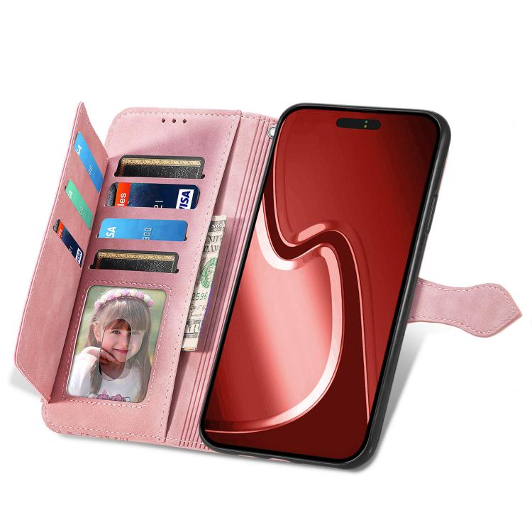 For iPhone 16e Embossed Flower Zipper Leather Phone Case(Pink) - iPhone 16e Cases by PMC TechLife | Online Shopping South Africa | PMC TechLife | Buy Now Pay Later Mobicred