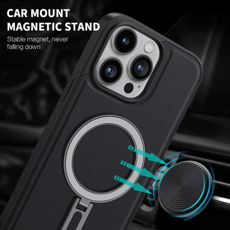 For iPhone 15 Shield MagSafe Magnetic Holder Phone Case(Black) - iPhone 15 Cases by PMC TechLife | Online Shopping South Africa | PMC TechLife