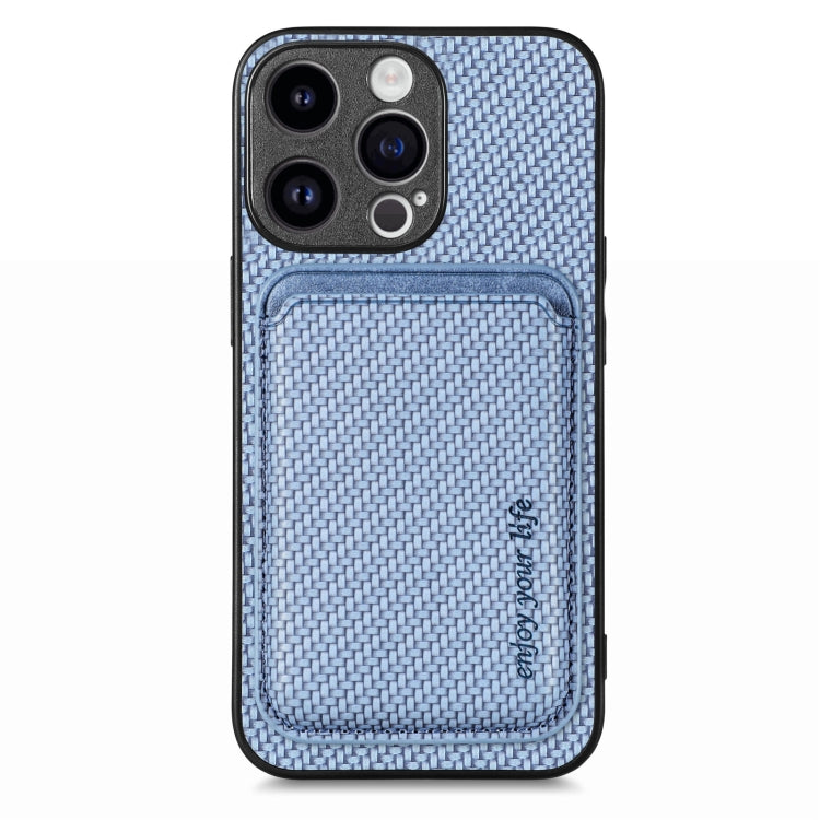 For iPhone 15 Pro Carbon Fiber Leather Card Magsafe Phone Case(Blue) - iPhone 15 Pro Cases by PMC TechLife | Online Shopping South Africa | PMC TechLife