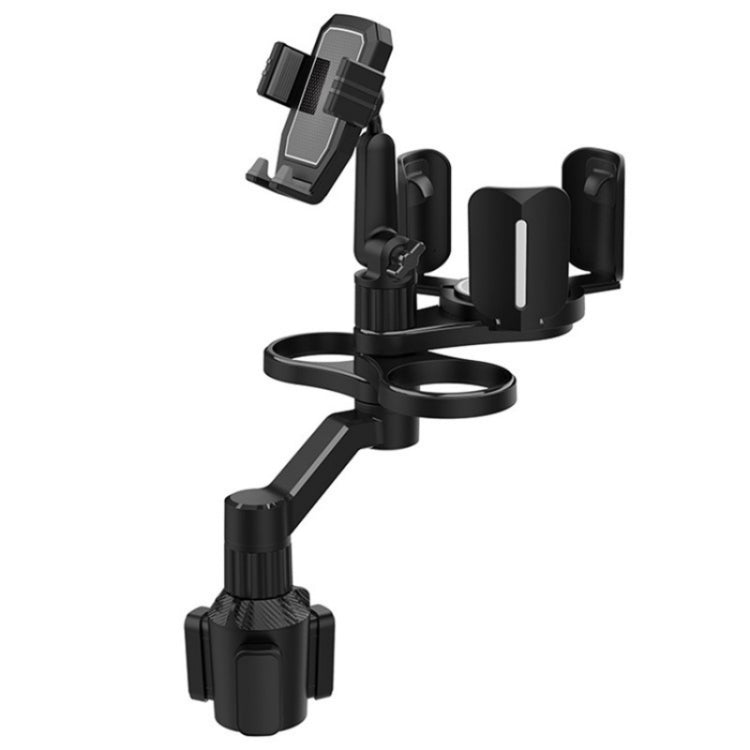 D04 Wth 2 Coffee Cup Car Cup Holder Adjustable Rotating Cell Phone Car Mount Holder(Grey) - Car Drink Holders by PMC TechLife | Online Shopping South Africa | PMC TechLife | Buy Now Pay Later Mobicred