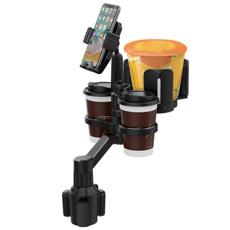D04 Wth 2 Coffee Cup Car Cup Holder Adjustable Rotating Cell Phone Car Mount Holder(Grey) - Car Drink Holders by PMC TechLife | Online Shopping South Africa | PMC TechLife | Buy Now Pay Later Mobicred