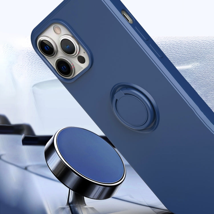 For iPhone 15 Pro Max Ring Kickstand Silicone Phone Case(Dark Blue) - iPhone 15 Pro Max Cases by PMC TechLife | Online Shopping South Africa | PMC TechLife