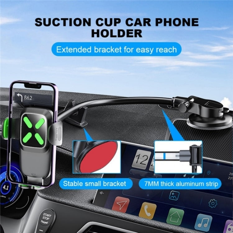 X034 Universal Truck Bus Dashboard Flexible Adjustable Windshield Suction Cup Car Phone Holder(Green) - Car Holders by PMC TechLife | Online Shopping South Africa | PMC TechLife | Buy Now Pay Later Mobicred