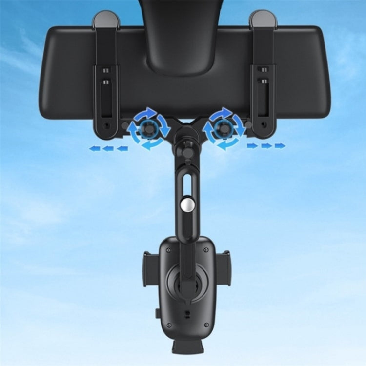 R010 Universal Vehicle Rearview Mirror Phone Holder Multifunctional Retractable Cell Phone Car Mount(Black) - Car Holders by PMC TechLife | Online Shopping South Africa | PMC TechLife | Buy Now Pay Later Mobicred