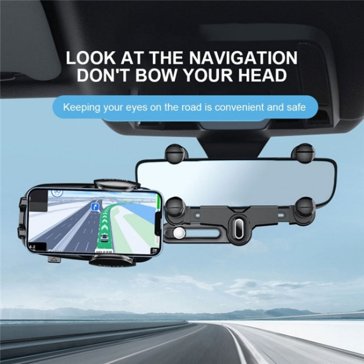 R009 Universal Vehicle Retractable Phone Clip Holder Car Rearview Mirror Cell Phone Mount(Green) - Car Holders by PMC TechLife | Online Shopping South Africa | PMC TechLife | Buy Now Pay Later Mobicred