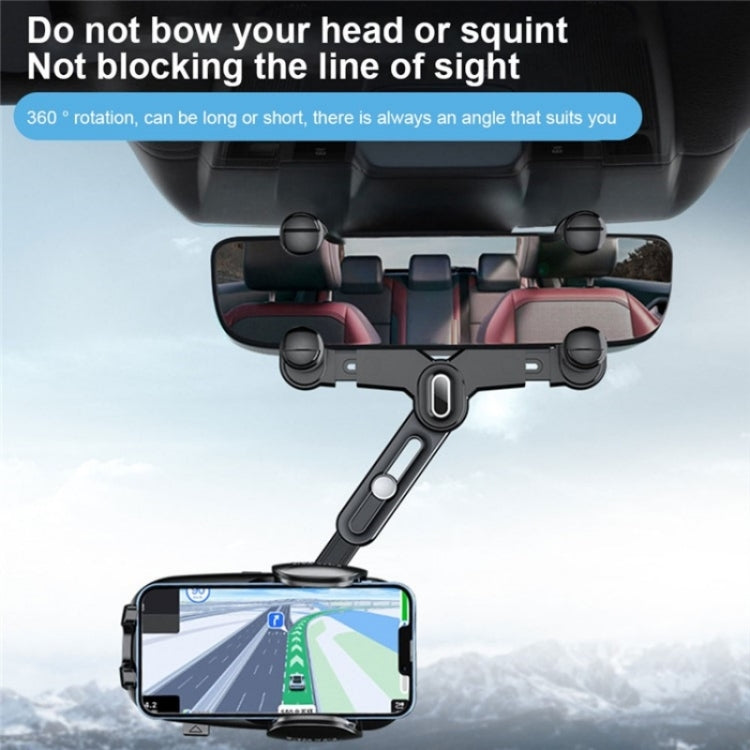 R009 Universal Vehicle Retractable Phone Clip Holder Car Rearview Mirror Cell Phone Mount(Black) - Car Holders by PMC TechLife | Online Shopping South Africa | PMC TechLife | Buy Now Pay Later Mobicred