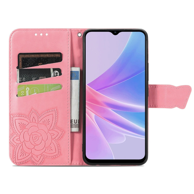 For OPPO A58 4G Butterfly Love Flower Embossed Leather Phone Case(Pink) - OPPO Cases by PMC TechLife | Online Shopping South Africa | PMC TechLife | Buy Now Pay Later Mobicred