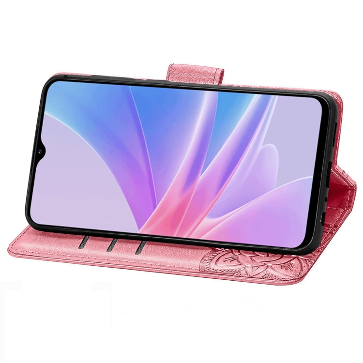 For OPPO A58 4G Butterfly Love Flower Embossed Leather Phone Case(Pink) - OPPO Cases by PMC TechLife | Online Shopping South Africa | PMC TechLife | Buy Now Pay Later Mobicred