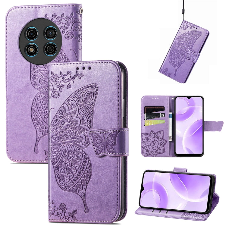For Ulefone Note 15 Butterfly Love Flower Embossed Leather Phone Case(Lavender) - Ulefone Cases by PMC Jewellery | Online Shopping South Africa | PMC Jewellery | Buy Now Pay Later Mobicred