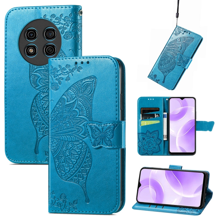 For Ulefone Note 15 Butterfly Love Flower Embossed Leather Phone Case(Blue) - Ulefone Cases by PMC Jewellery | Online Shopping South Africa | PMC Jewellery | Buy Now Pay Later Mobicred