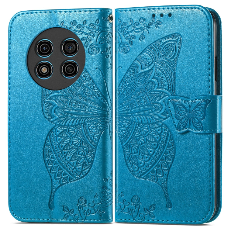 For Ulefone Note 15 Butterfly Love Flower Embossed Leather Phone Case(Blue) - Ulefone Cases by PMC Jewellery | Online Shopping South Africa | PMC Jewellery | Buy Now Pay Later Mobicred