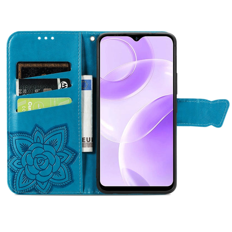 For Ulefone Note 15 Butterfly Love Flower Embossed Leather Phone Case(Blue) - Ulefone Cases by PMC Jewellery | Online Shopping South Africa | PMC Jewellery | Buy Now Pay Later Mobicred