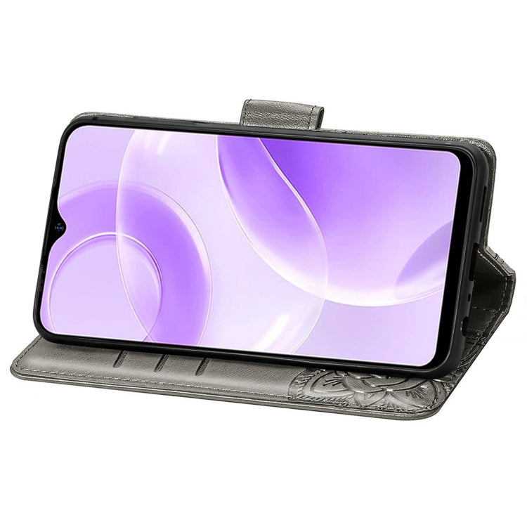 For Ulefone Note 15 Butterfly Love Flower Embossed Leather Phone Case(Gray) - Ulefone Cases by PMC Jewellery | Online Shopping South Africa | PMC Jewellery | Buy Now Pay Later Mobicred