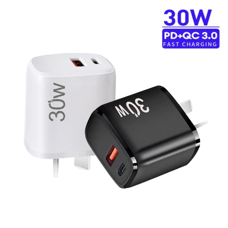 PD30W USB-C / Type-C + QC3.0 USB Dual Port Charger for iPhone 15 / iPad Series, AU Plug(White) - USB Charger by PMC Jewellery | Online Shopping South Africa | PMC Jewellery | Buy Now Pay Later Mobicred