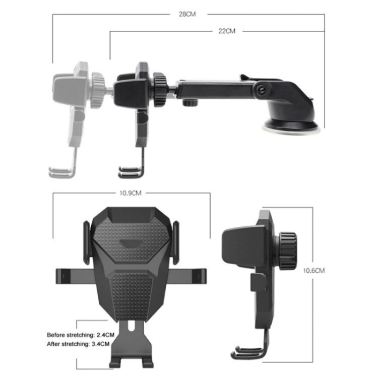 D25+105+K5 Auto Locking Car Phone Clip Telescopic Suction Cup Dashboard Phone Mount Holder(Red) - Universal Car Holders by PMC TechLife | Online Shopping South Africa | PMC TechLife | Buy Now Pay Later Mobicred