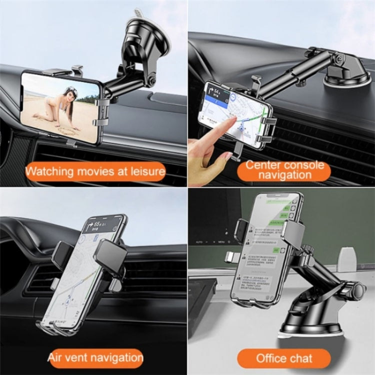 D25+105+K5 Auto Locking Car Phone Clip Telescopic Suction Cup Dashboard Phone Mount Holder(Red) - Universal Car Holders by PMC TechLife | Online Shopping South Africa | PMC TechLife | Buy Now Pay Later Mobicred