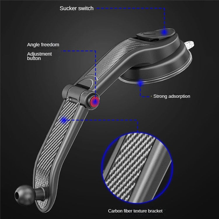 ES33 Car Mobile Phone Holder Bracket Carbon Fiber 360 Degree Rotation Suction Cup Mount(Black) - Universal Car Holders by PMC TechLife | Online Shopping South Africa | PMC TechLife | Buy Now Pay Later Mobicred
