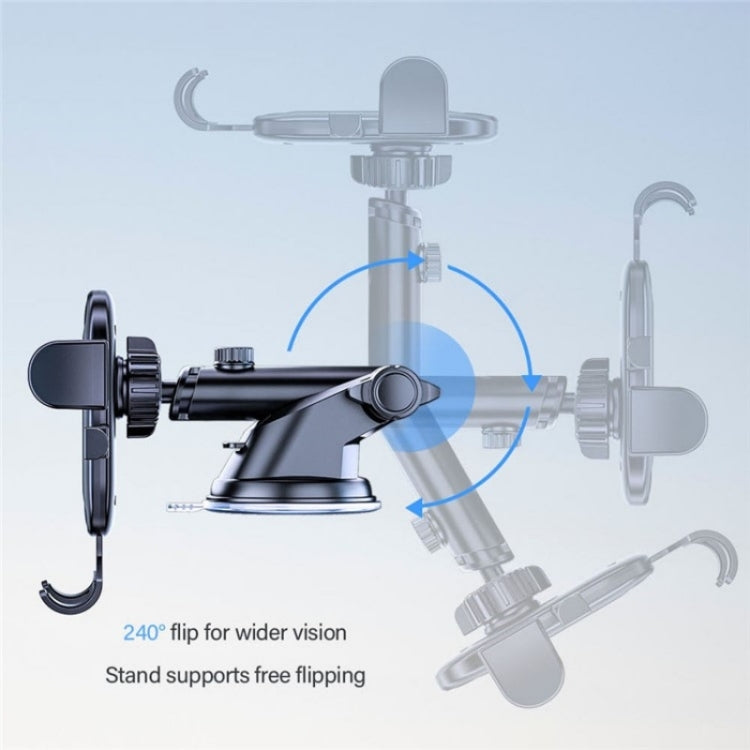 D48+105+K5 Brushed Pattern Car Dashboard Windshield Telescopic Suction Cup Air Vents Phone Mount - Car Holders by PMC TechLife | Online Shopping South Africa | PMC TechLife | Buy Now Pay Later Mobicred