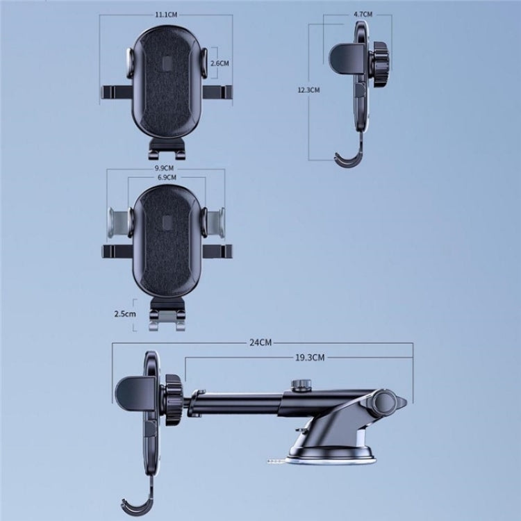 D48+105+K5 Brushed Pattern Car Dashboard Windshield Telescopic Suction Cup Air Vents Phone Mount - Car Holders by PMC TechLife | Online Shopping South Africa | PMC TechLife | Buy Now Pay Later Mobicred