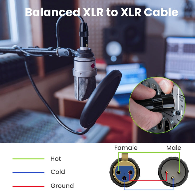 JUNSUNMAY XLR Male to Female Mic Cord 3 Pin Audio Cable Balanced Shielded Cable, Length:15m - Microphone Audio Cable & Connector by JUNSUNMAY | Online Shopping South Africa | PMC TechLife | Buy Now Pay Later Mobicred