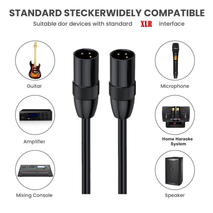 JUNSUNMAY XLR Male to Male Mic Cord 3 Pin Audio Cable Balanced Shielded Cable, Length:2m - Microphone Audio Cable & Connector by JUNSUNMAY | Online Shopping South Africa | PMC TechLife | Buy Now Pay Later Mobicred
