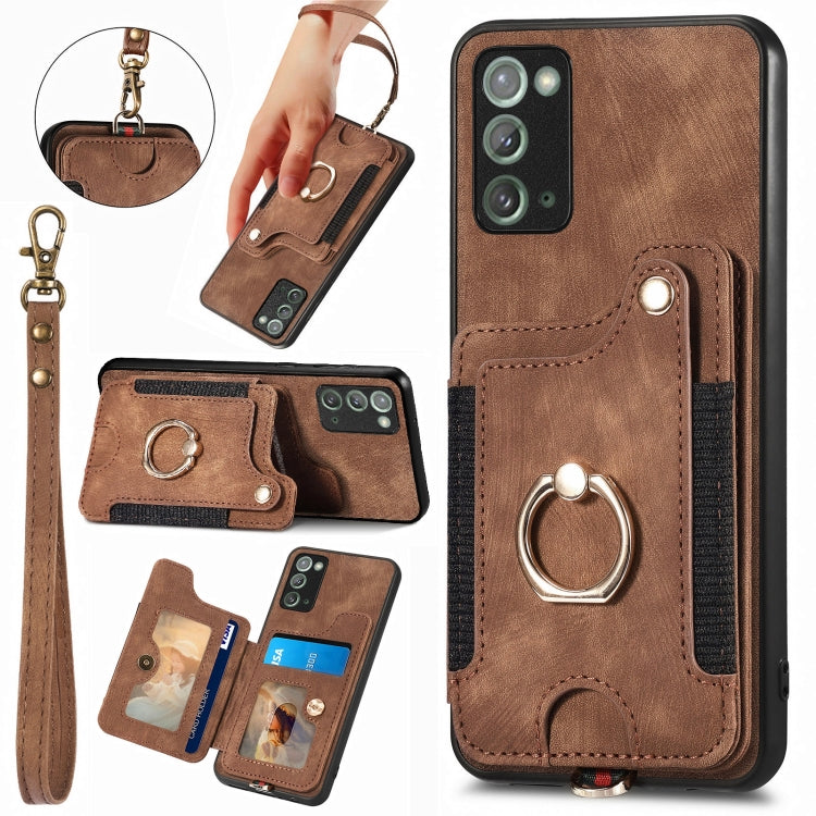 For Samsung Galaxy Note20  Ultra Retro Skin-feel Ring multi-card Wallet Phone Case(Brown) - Galaxy Note20 Ultra Cases by PMC TechLife | Online Shopping South Africa | PMC TechLife