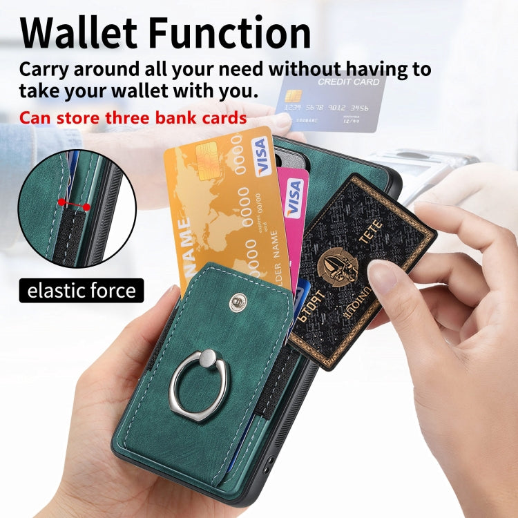 For Xiaomi Poco F5 Retro Skin-feel Ring Card Wallet Phone Case(Green) - free shipping - PMC TechLife - Order now!