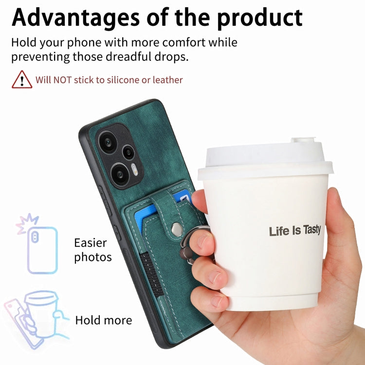 For Xiaomi Poco F5 Retro Skin-feel Ring Card Wallet Phone Case(Green) - free shipping - PMC TechLife - Order now!