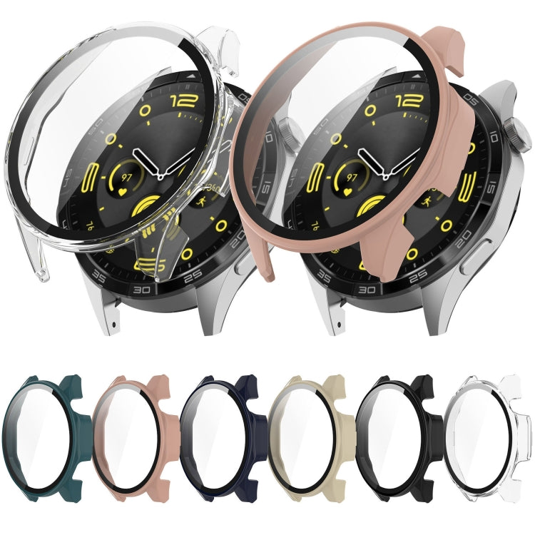 For Huawei Watch GT 4 46mm PC + Tempered Film Integrated Watch Protective Case(Pink) - Watch Cases by PMC TechLife | Online Shopping South Africa | PMC TechLife | Buy Now Pay Later Mobicred
