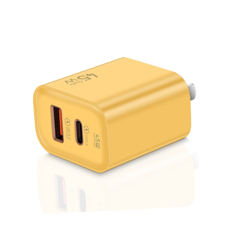 45PQ 45W PD25W + QC3.0 20W USB Fully Compatible Super Fast Charger, US Plug(Yellow) - USB Charger by PMC TechLife | Online Shopping South Africa | PMC TechLife