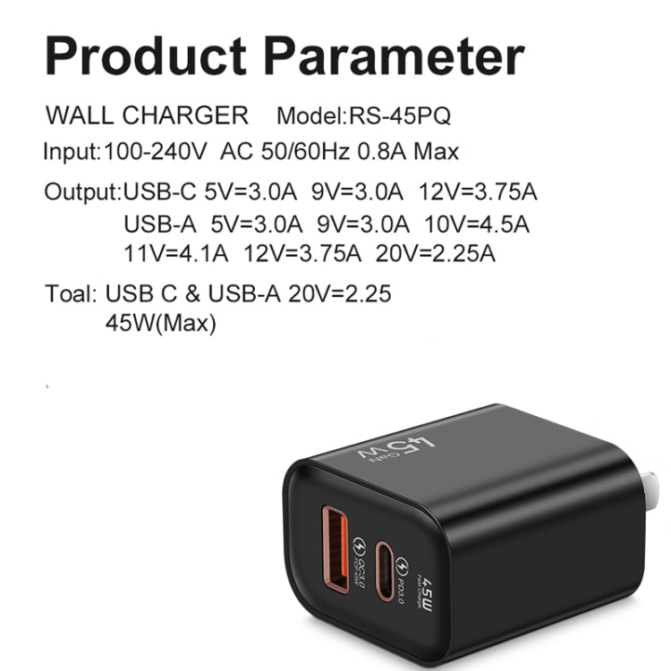 45PQ 45W PD25W + QC3.0 20W USB Fully Compatible Super Fast Charger, US Plug(Yellow) - USB Charger by PMC TechLife | Online Shopping South Africa | PMC TechLife