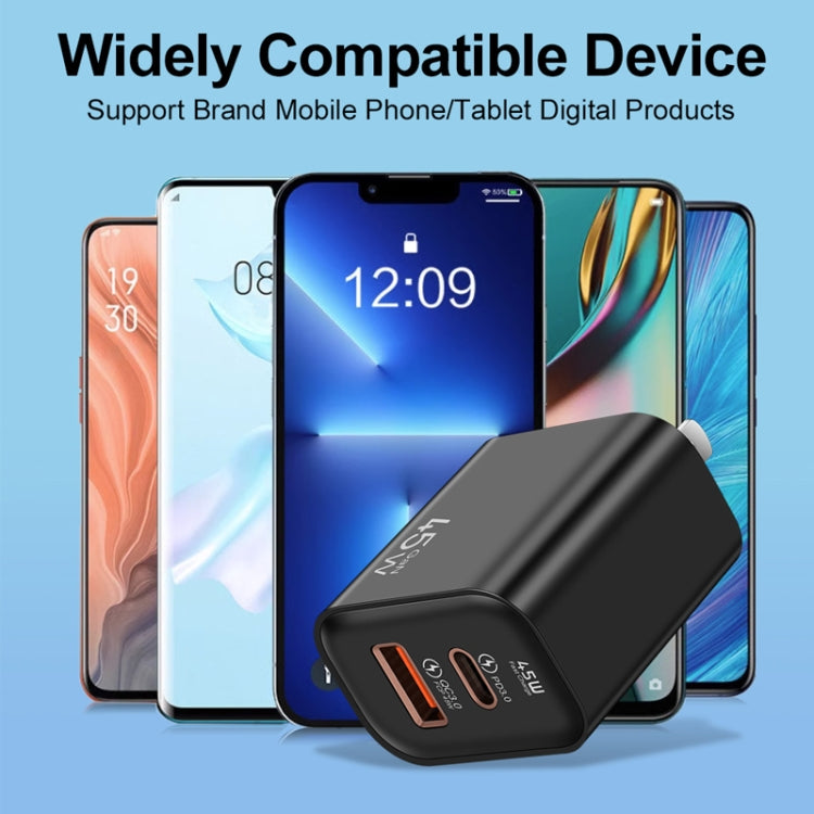 45PQ 45W PD25W + QC3.0 20W USB Fully Compatible Super Fast Charger, US Plug(Yellow) - USB Charger by PMC TechLife | Online Shopping South Africa | PMC TechLife