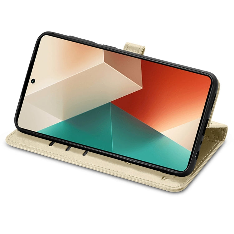 For Xiaomi Redmi Note 13 Pro Cat and Dog Embossed Leather Phone Case(Gold) - Note 13 Pro Cases by PMC TechLife | Online Shopping South Africa | PMC TechLife