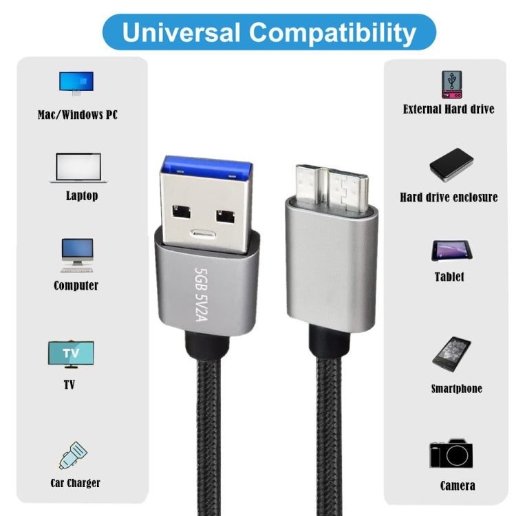 JUNSUNMAY USB 3.0 Male to Micro-B Cord Cable Compatible with Samsung Camera Hard Drive, Length:0.3m - USB Cable by JUNSUNMAY | Online Shopping South Africa | PMC TechLife | Buy Now Pay Later Mobicred