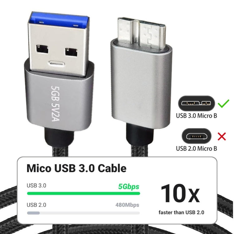 JUNSUNMAY USB 3.0 Male to Micro-B Cord Cable Compatible with Samsung Camera Hard Drive, Length:2m - USB Cable by JUNSUNMAY | Online Shopping South Africa | PMC TechLife | Buy Now Pay Later Mobicred