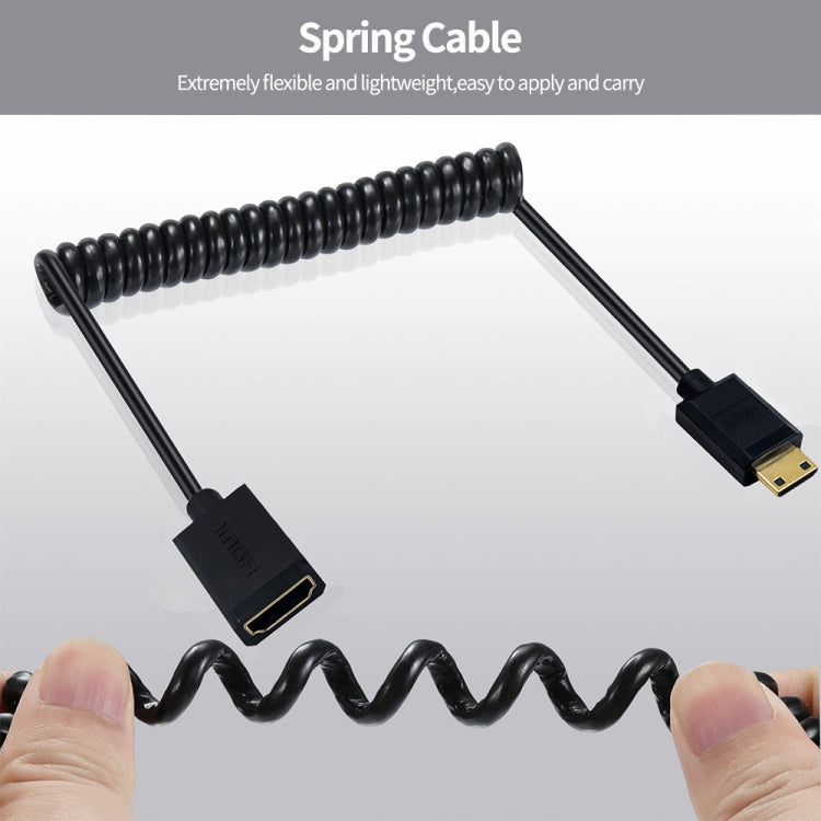 JUNSUNMAY 4K 60Hz Mini HDMI Male to HDMI 2.0V Female Spring Cable, Length:1.8m(Left) - free shipping - PMC Jewellery - Order now!