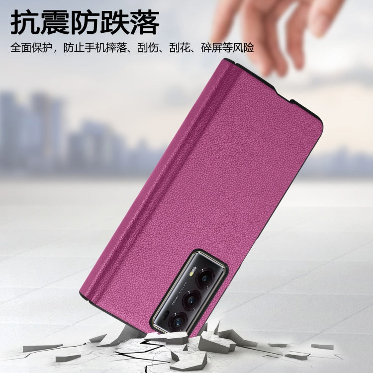 For Honor Magic V2 Litchi Magnetic Hinge Shockproof Phone Case(Rose) - Honor Cases by PMC TechLife | Online Shopping South Africa | PMC TechLife | Buy Now Pay Later Mobicred