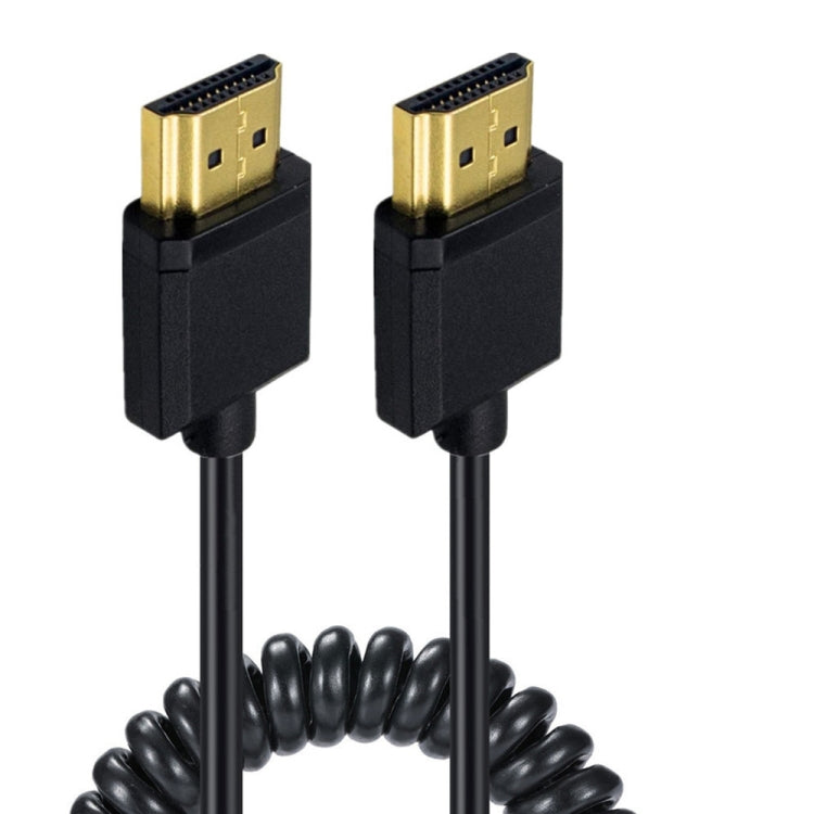 JUNSUNMAY 4K 60Hz HDMI Male to Male HDMI 2.0V Elbow Head Spring Cable, Length:1.2m(Straight) - free shipping - PMC Jewellery - Order now!