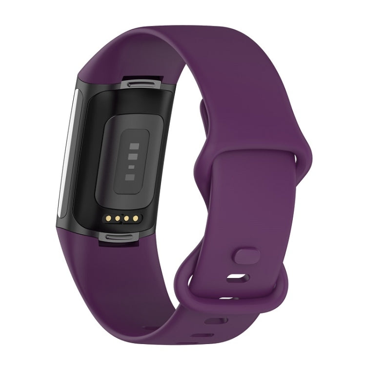 For Fitbit Charge 6 Solid Color Butterfly Buckle Silicone Watch Band, Size:L Size(Dark Purple) - free shipping - PMC TechLife - Order now!