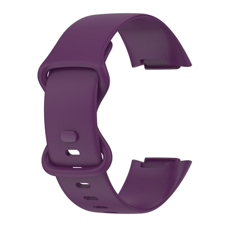For Fitbit Charge 6 Solid Color Butterfly Buckle Silicone Watch Band, Size:L Size(Dark Purple) - free shipping - PMC TechLife - Order now!