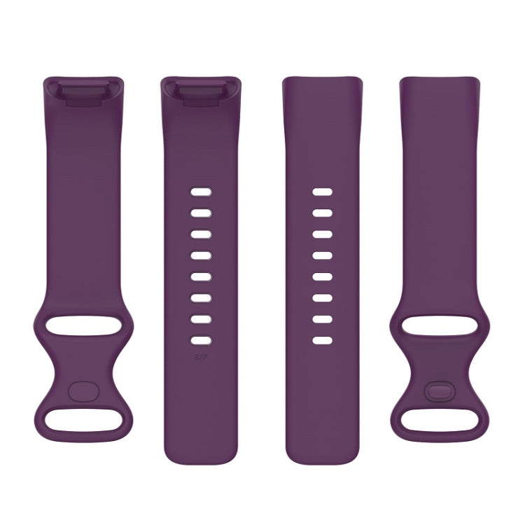 For Fitbit Charge 6 Solid Color Butterfly Buckle Silicone Watch Band, Size:L Size(Dark Purple) - free shipping - PMC TechLife - Order now!