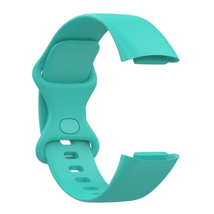 For Fitbit Charge 6 Solid Color Butterfly Buckle Silicone Watch Band, Size:L Size(Teal Green) - Watch Bands by PMC TechLife | Online Shopping South Africa | PMC TechLife | Buy Now Pay Later Mobicred