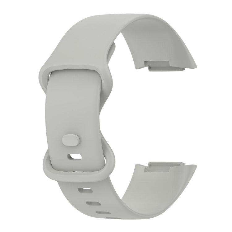 For Fitbit Charge 6 Solid Color Butterfly Buckle Silicone Watch Band, Size:L Size(Gray) - Watch Bands by PMC TechLife | Online Shopping South Africa | PMC TechLife | Buy Now Pay Later Mobicred