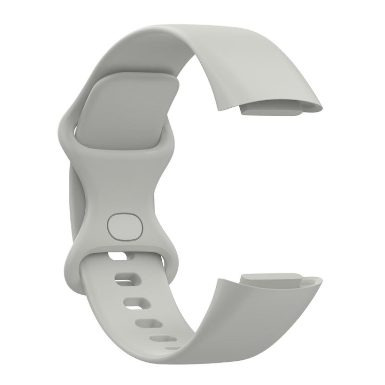 For Fitbit Charge 6 Solid Color Butterfly Buckle Silicone Watch Band, Size:L Size(Gray) - Watch Bands by PMC TechLife | Online Shopping South Africa | PMC TechLife | Buy Now Pay Later Mobicred