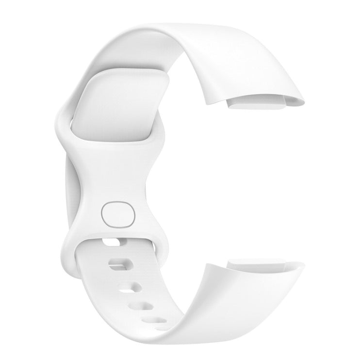 For Fitbit Charge 6 Solid Color Butterfly Buckle Silicone Watch Band, Size:S Size(White) - free shipping - PMC TechLife - Order now!