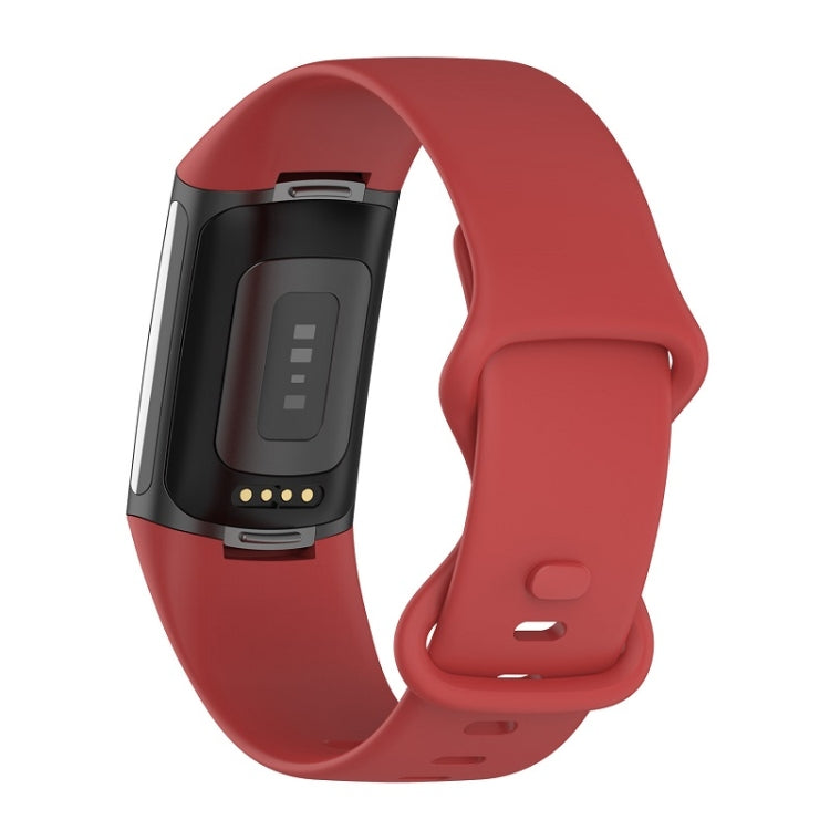 For Fitbit Charge 6 Solid Color Butterfly Buckle Silicone Watch Band, Size:S Size(Red) - Watch Bands by PMC TechLife | Online Shopping South Africa | PMC TechLife | Buy Now Pay Later Mobicred