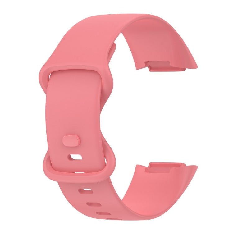 For Fitbit Charge 6 Solid Color Butterfly Buckle Silicone Watch Band, Size:S Size(Pink) - Watch Bands by PMC TechLife | Online Shopping South Africa | PMC TechLife | Buy Now Pay Later Mobicred