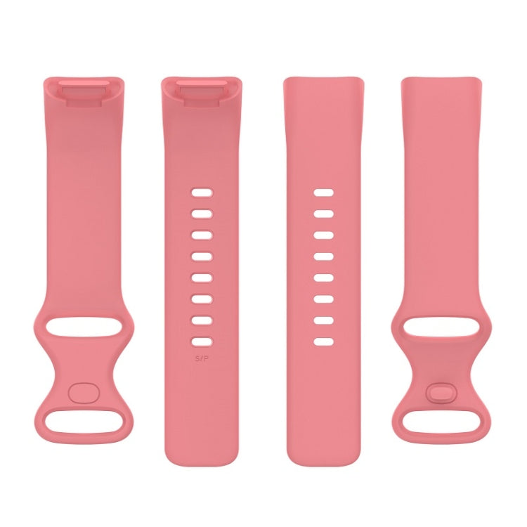 For Fitbit Charge 6 Solid Color Butterfly Buckle Silicone Watch Band, Size:S Size(Pink) - Watch Bands by PMC TechLife | Online Shopping South Africa | PMC TechLife | Buy Now Pay Later Mobicred