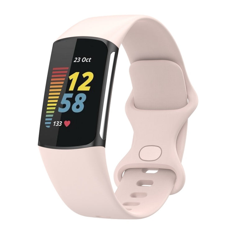 For Fitbit Charge 6 Solid Color Butterfly Buckle Silicone Watch Band, Size:S Size(Light Pink) - Watch Bands by PMC TechLife | Online Shopping South Africa | PMC TechLife | Buy Now Pay Later Mobicred