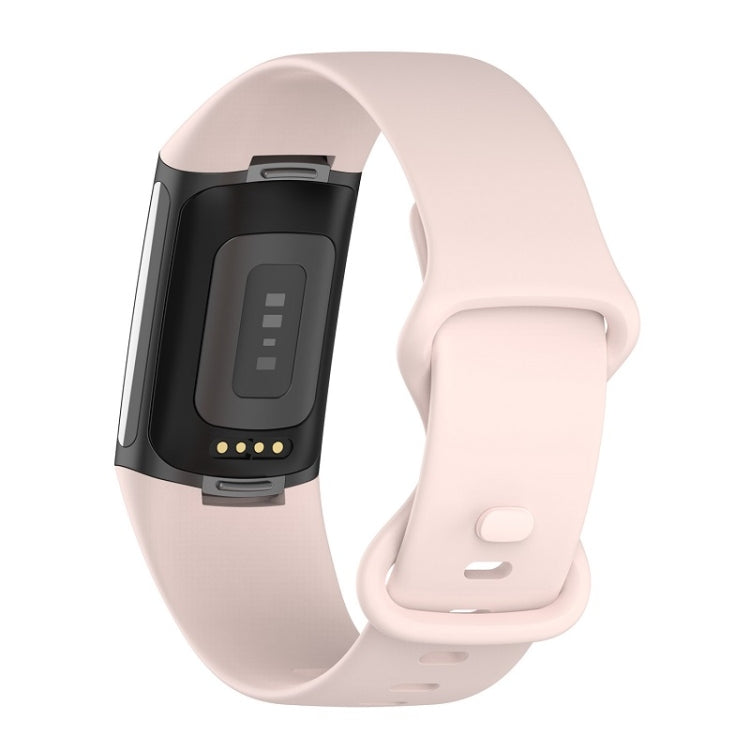 For Fitbit Charge 6 Solid Color Butterfly Buckle Silicone Watch Band, Size:S Size(Light Pink) - Watch Bands by PMC TechLife | Online Shopping South Africa | PMC TechLife | Buy Now Pay Later Mobicred